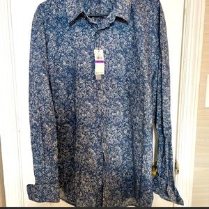 NWT Perry Ellis XXL paisley long sleeve button down dress shirt